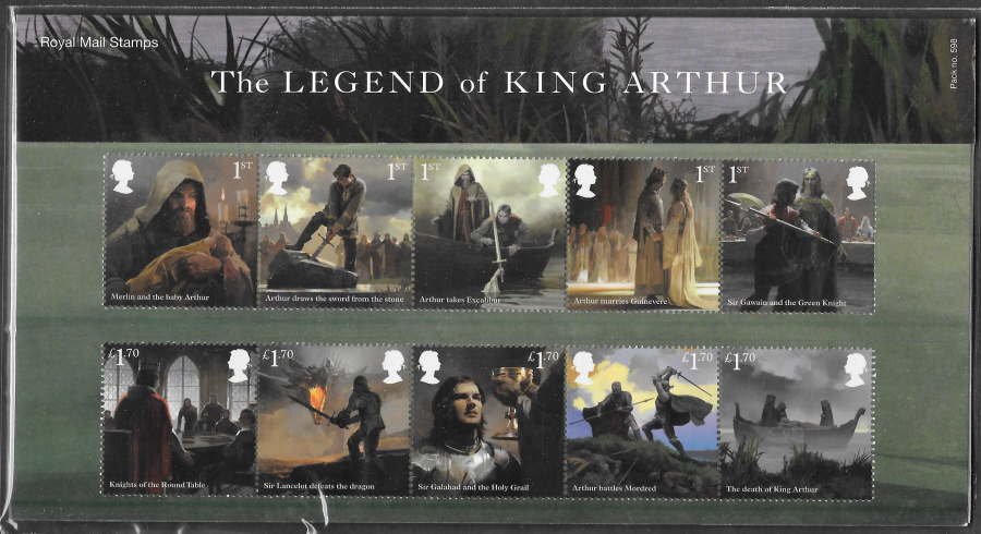 (image for) 2021 The Legend of King Arthur Royal Mail Presentation Pack 598 - Click Image to Close